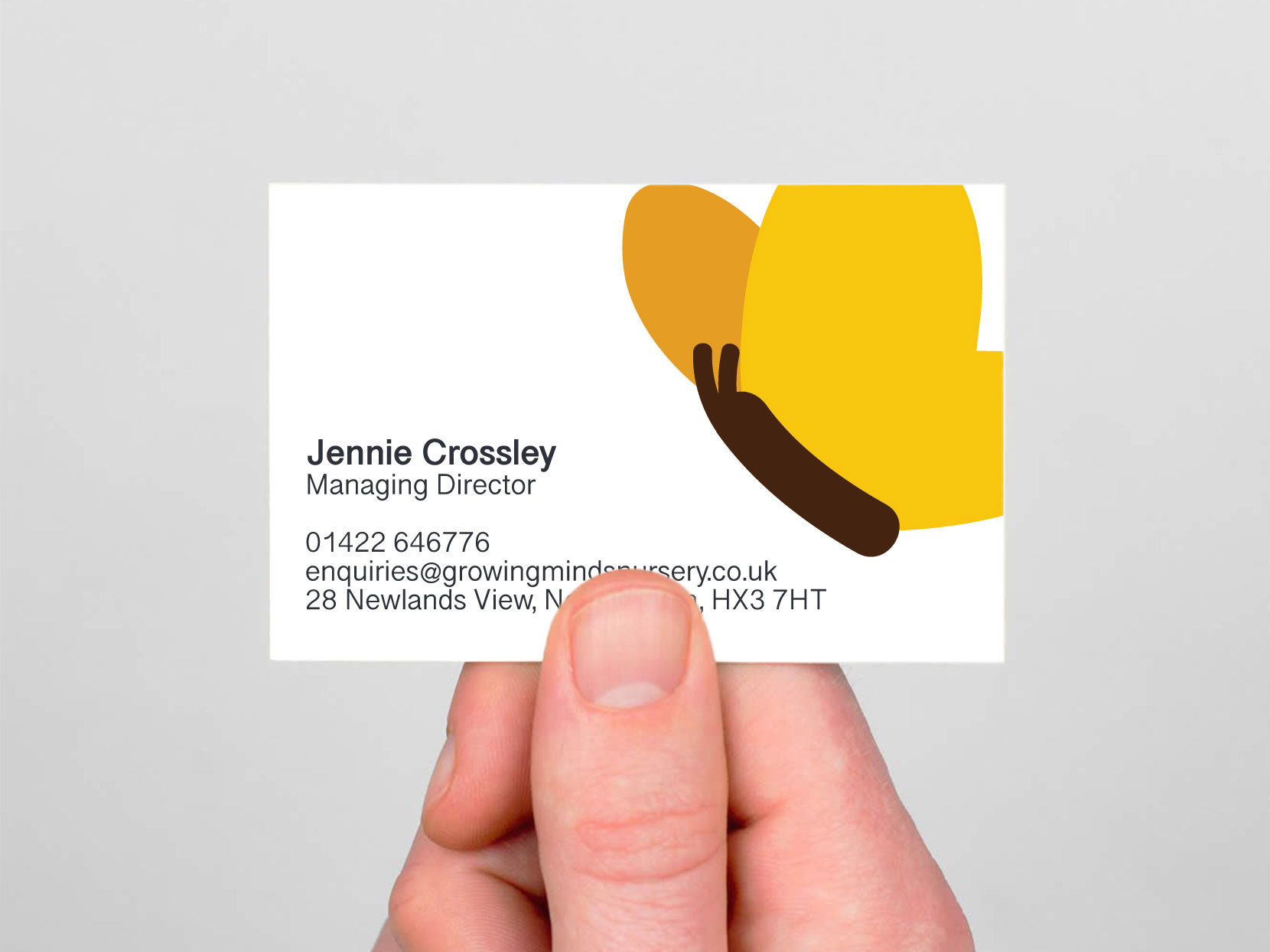 Business card butterfly design for Growing Minds Day Nursery